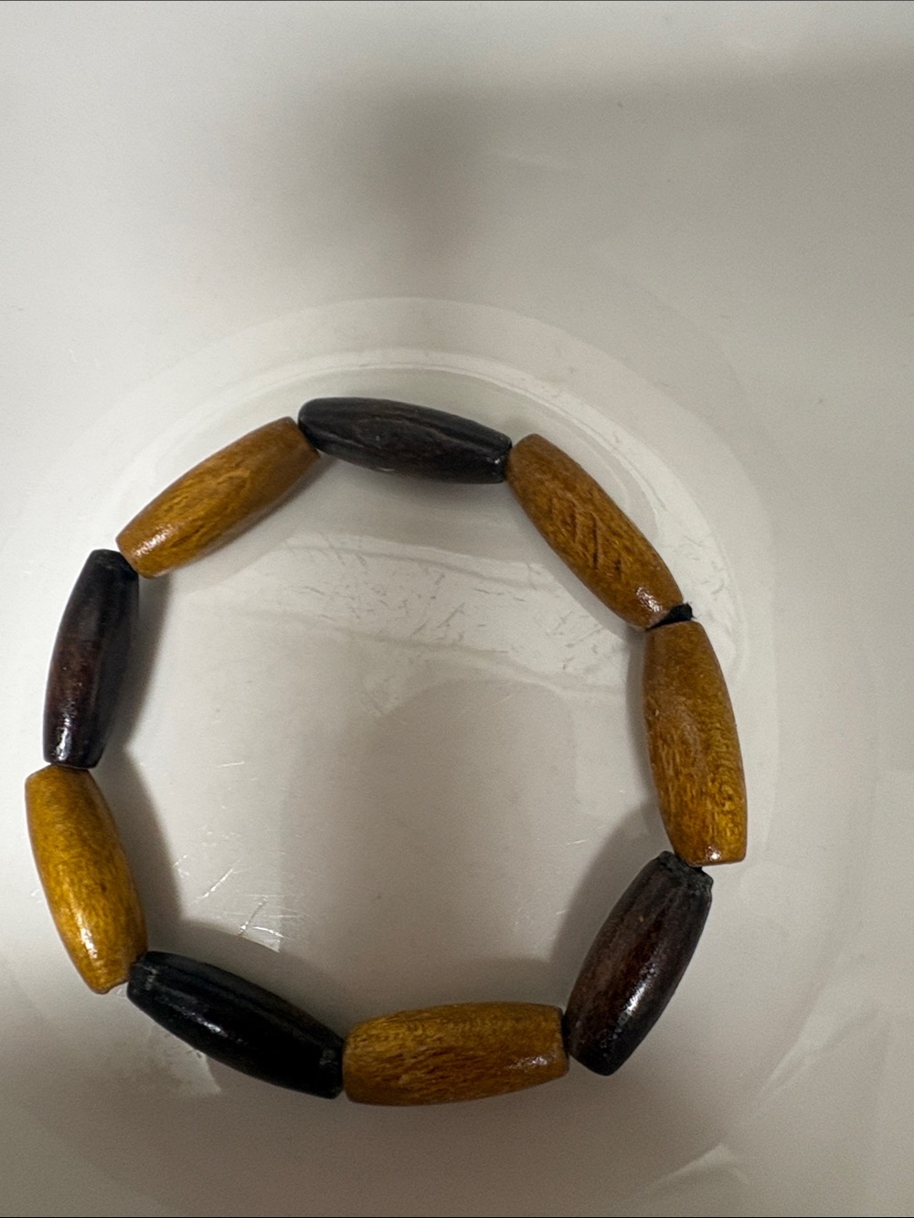 Wood Bead Stretch Bracelet - Brown & Dark Brown